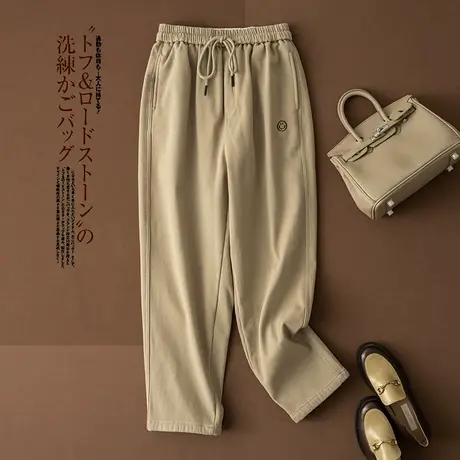 享永子【舒适通勤】加绒保暖工装裤加厚长裤宽松显瘦休闲直筒气质图片