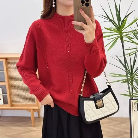 半高领毛衣女款打底衫2023秋冬季新款本命年加厚针织女装内搭上衣商品大图