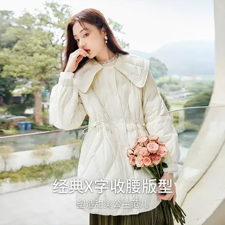 【直播间】香影娃娃领羽绒服女中长款2023年冬季新款白鸭绒时尚商品大图