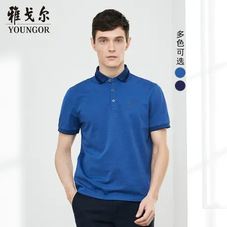 雅戈尔官方男士短袖T恤商务休闲透气爸爸大码翻领刺绣polo衫图片