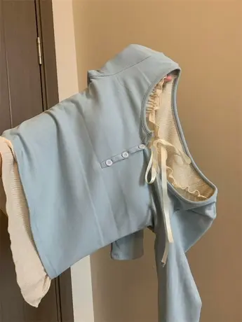 纯欲少女感满满！温柔纯欲的芭蕾风打底衫女韩系自带胸垫内搭上衣商品大图