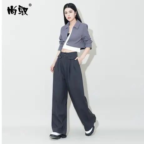 深灰弹力高腰西裤直筒裤女遮肉显瘦拖地裤百搭阔腿裤冬新款休闲裤图片