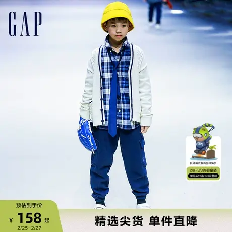 Gap男童春秋纯棉撞色格纹长袖衬衫儿童装学院风休闲上衣780257商品大图