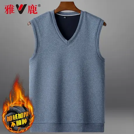 春秋冬季父亲老人爷爷针织毛线加绒加厚背心中老年男爸爸坎肩马甲商品大图