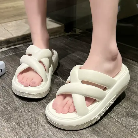 拖鞋女外穿夏季时尚百搭厚底踩屎感凉拖鞋室内居家休闲防滑一字拖商品大图