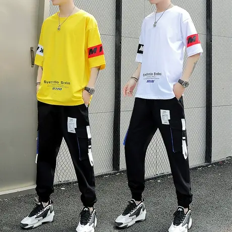 运动休闲套装男孩高初中学生夏季薄款大童青少年衣服韩版潮流帅气商品大图
