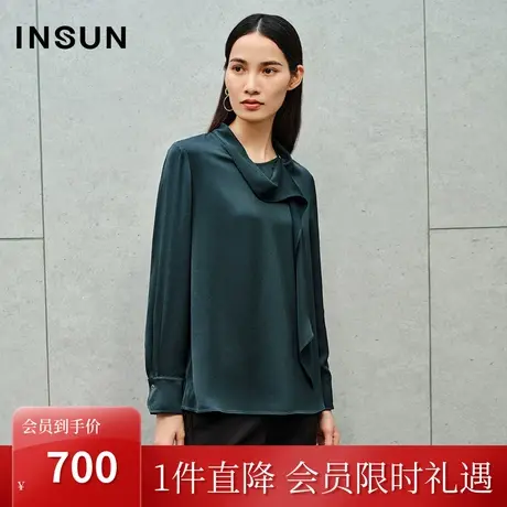 恩裳2023秋季新款简洁优雅垂坠缎面醋酸衬衫气质宽松上衣图片