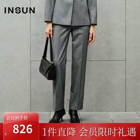 恩裳2023秋季新款丰富肌理感羊毛提花立体裁剪舒适休闲裤商品大图