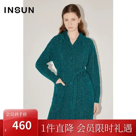 [花式纱线]恩裳COVER冬季2022金葱绞花肌理感中长款毛衣外套商品大图