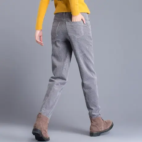 灯芯绒裤子女秋冬萝卜裤加绒奶奶条绒裤女裤2023新款哈伦裤休闲裤商品大图