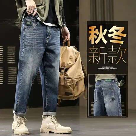 冬季潮牌普陀西部牛仔男装2023新款冬裤男款男士休闲男裤子秋冬款商品大图