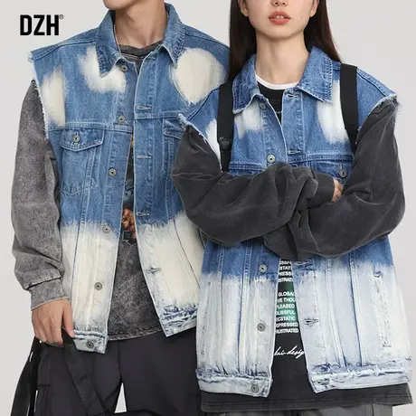 情侣工装牛仔马甲男秋季设计感小众无袖坎肩外套情侣装2023年新款商品大图