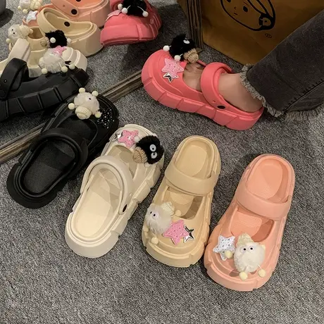 2023年夏季新款爆款洞洞鞋女外穿厚底踩屎感拖鞋室内居家两穿凉鞋商品大图