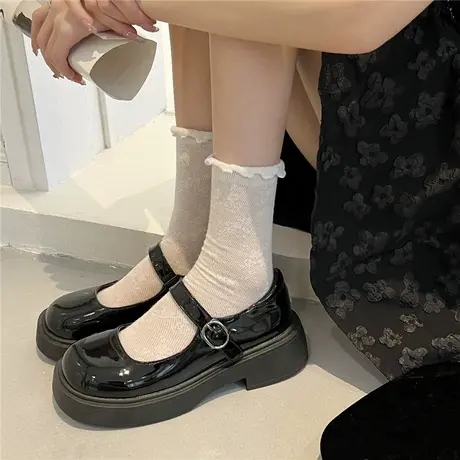 黑色复古英伦风小皮鞋女2023春秋新款学生大头jk玛丽珍鞋厚底单鞋商品大图