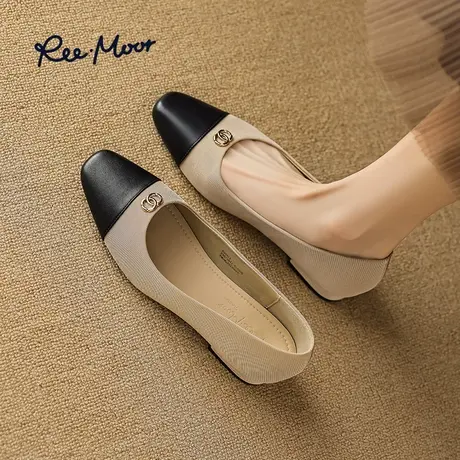 REEMOOR睿慕2023新款秋季法式小香风舒适百搭浅口平底鞋单鞋女鞋商品大图