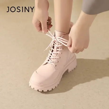 Josiny/卓诗尼马丁靴女2023秋季新款厚底增高薄款百搭登山短靴子商品大图