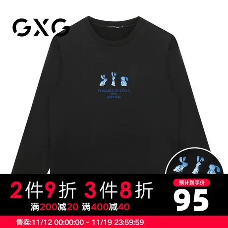 【新品】GXG男装 23春季圆领休闲宽松长袖上衣日常T恤图片