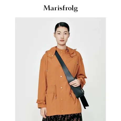 【商场同款】玛丝菲尔风衣夏季新款咖色立领工装长袖风衣外套商品大图