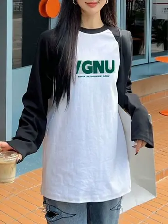 春秋装仿棉长袖t恤女2023新款冬季欧货洋气内搭打底衫撞色上衣服图片