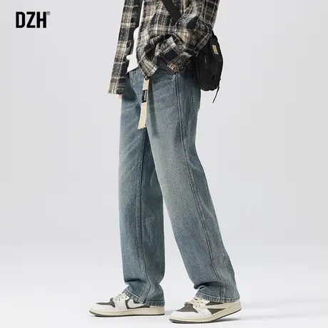 男士复古阔腿牛仔裤男秋季潮牌裤子美式高街休闲长裤2023新款男裤商品大图