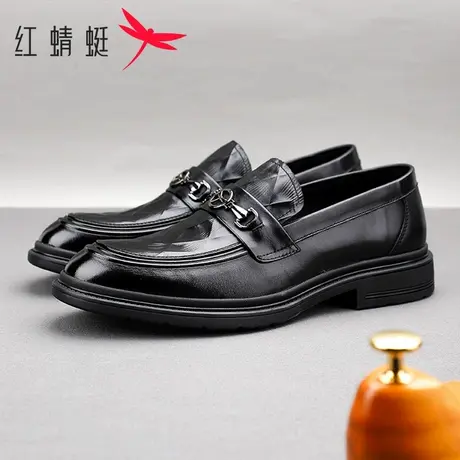 红蜻蜓男鞋2025春季新款真皮休闲透气皮鞋男款时尚一脚蹬乐福鞋男商品大图