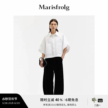 【精简美学】玛丝菲尔夏季时尚气质尖领刺绣白色衬衫女图片