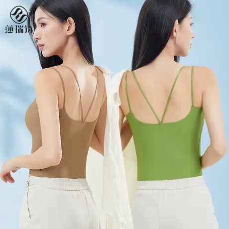 美背吊带背心女2025新款带胸垫一体夏季薄款无痕内搭外穿打底上衣商品大图
