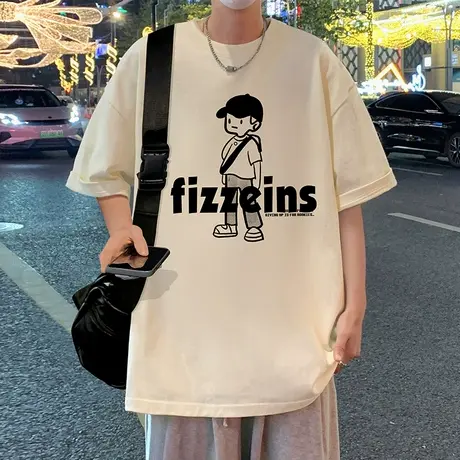 短袖t恤男夏季新款圆领宽松男生半袖港风休闲美式纯棉上衣体恤衫商品大图