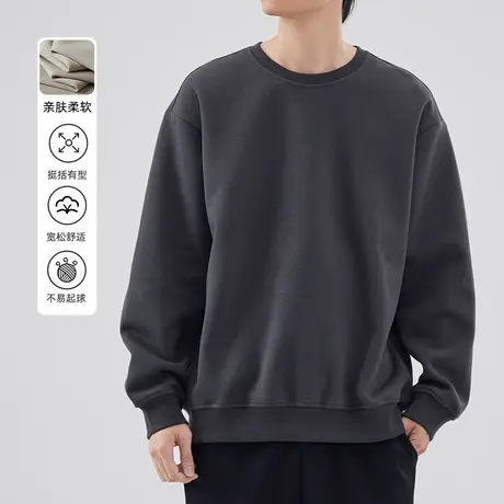 清仓特卖hansca圆领卫衣男2024秋季新款潮牌长袖无帽套头上衣男款图片