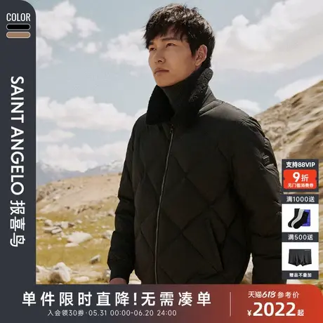 报喜鸟冬季新款男士时尚休闲翻领羽绒服外套白鸭绒毛领保暖上衣男商品大图