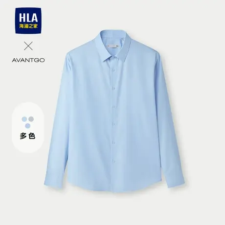 HLA/海澜之家轻商务经典系列长袖衬衫25春夏新条纹翻领休闲衬衣男图片