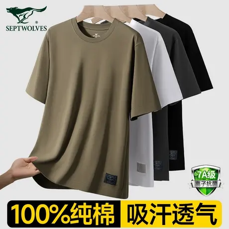 七匹狼短袖t恤男士2025新款夏季休闲潮牌背心青少年纯棉体恤上衣商品大图