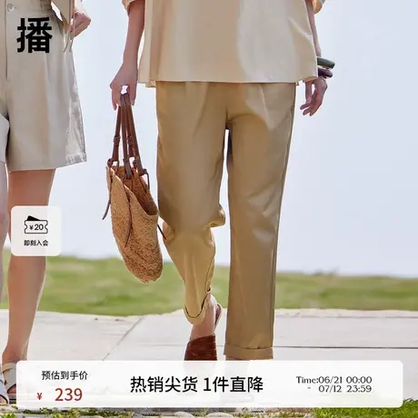播夏商场同款拼接式抽褶收腰后口袋创意造型裤子女BDQ2KD1222商品大图