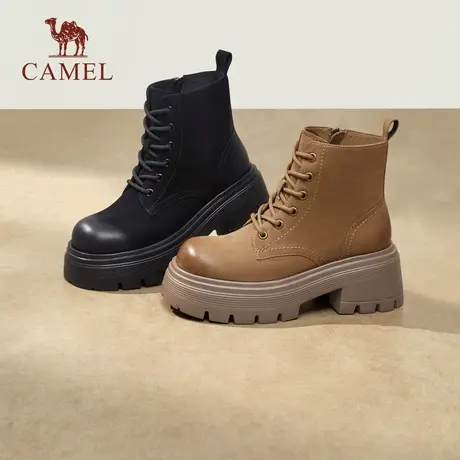 骆驼女鞋2025夏季新款复古时装靴百搭休闲马丁靴女厚底增高时装靴商品大图