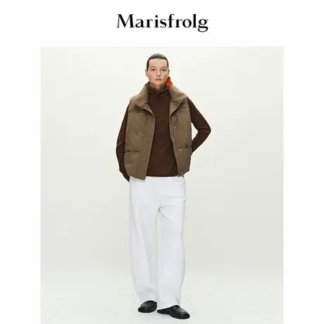 【时装羽绒】Marisfrolg玛丝菲尔2025春新款立领箱型羽绒马甲上衣图片