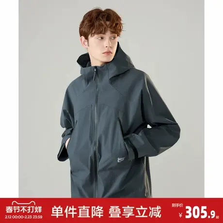 唐狮2026春季新款男连帽拉链外套户外运动风灰青蓝时尚潮流简约商品大图