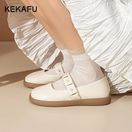 珂卡芙浅口单鞋女秋季2023年新款百搭法式小皮鞋平底晚晚风温柔鞋商品大图