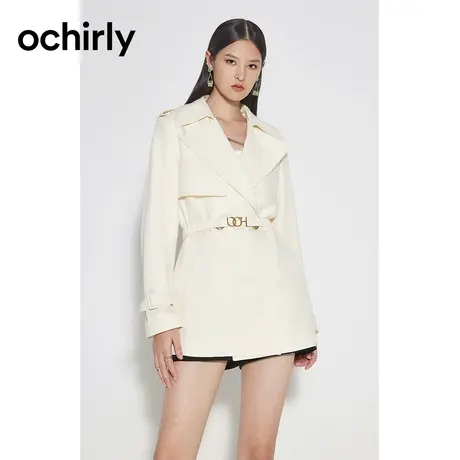 【品牌甄选】欧时力 中长风衣外套23新款秋装通勤气质英伦风腰带-图片