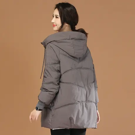 新品8.5折】连帽中长款棉衣棉服女百搭外套棉袄面包服厚商品大图