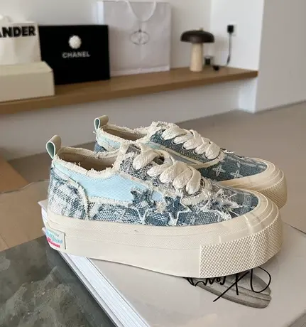 厚底增高星星帆布鞋女2023新款秋季时尚小众设计板鞋舒适休闲鞋子商品大图