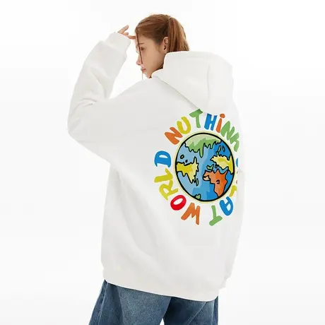 Nuthink宽松连帽地球卫衣春季潮牌外套男潮国潮潮流oversize帽衫商品大图