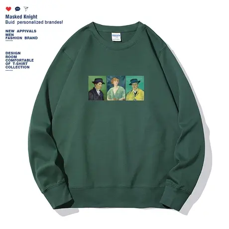 美式复古油画印花圆领卫衣男宽松休闲港风秋季套头上衣潮ins上衣图片