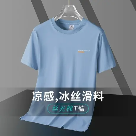 液氨丝光棉短袖t恤男夏季速干冰丝凉感半袖上衣服字母印花打底衫商品大图
