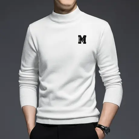半高领毛衣男秋冬季保暖内搭中领打底衫毛线衣潮牌潮流针织衫毛衫商品大图