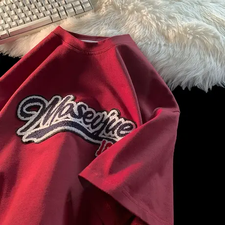 高街刺绣短袖T恤男夏季chic港风纯棉古着vintage嘻哈原创小众设计商品大图