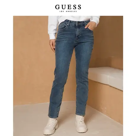 【38上新季】GUESS 个性纯色微弹休闲百搭潮流显瘦直筒牛仔裤长裤图片