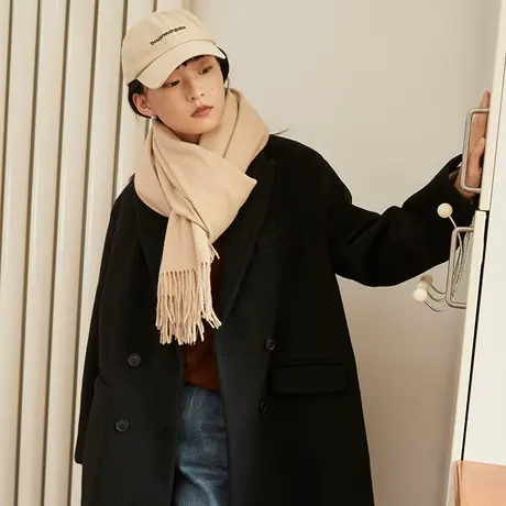 omont蛋挞家 复古毛呢外套女秋冬中长款过膝气质百搭呢子大衣商品大图