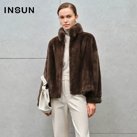 INSUN恩裳线上专选冬季丹麦水貂大衣短款皮草图片