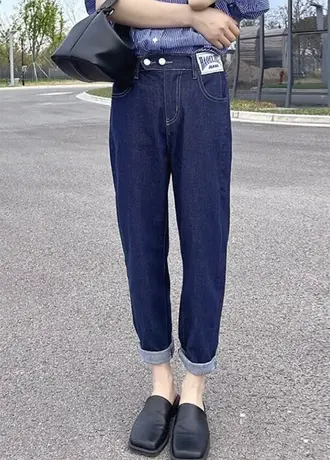 牛仔裤女夏季薄款2023年新款小个子高腰显瘦直筒宽松百搭九分裤子图片