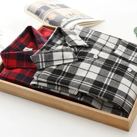 2020春装新款中长款格子衬衫女长袖韩版宽松复古港味上衣外套秋潮商品大图